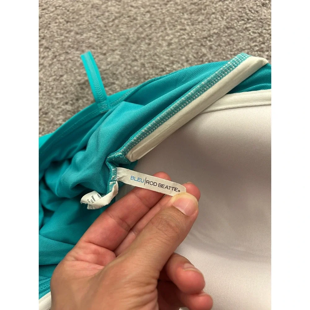 Bleu Rod Beattie One Piece Swimsuit Womens 14 Turquoise Excellent Ruched Front